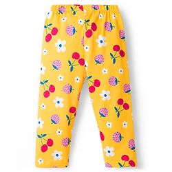 Babyhug Cotton Knit Full Sleeves Co-ords Night Suit With Floral Print - Yellow
