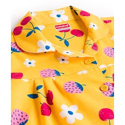 Babyhug Cotton Knit Full Sleeves Co-ords Night Suit With Floral Print - Yellow