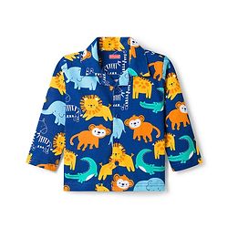 Babyhug Cotton Knit Full Sleeves Co-ords Night Suit With Animal Print - Navy Blue