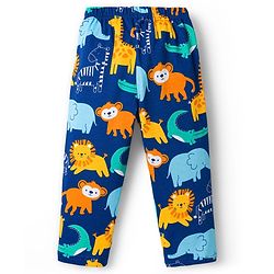 Babyhug Cotton Knit Full Sleeves Co-ords Night Suit With Animal Print - Navy Blue