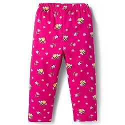 Babyhug Cotton Knit Full Sleeves Co-ord Night Suit With Honeybee & Floral Print - Dark Pink