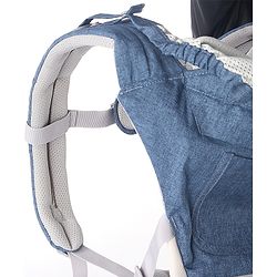 Babyhug Harmony 9-in-1 Ergonomic Baby Carrier with Hip Seat - Denim| Breathable Mesh Fabric| Detachable Hood| Soft Padded Straps| Storage Pocket| 9 carrying positions for babies up to 15 kg| 3 months+