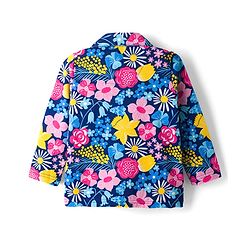 Babyhug Cotton Knit Full Sleeves Co-ords Night Suit With Floral Print - Navy Blue