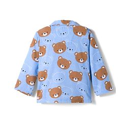 Babyhug Cotton Knit Full Sleeves Co-ords Night Suit With Animal Print - Blue