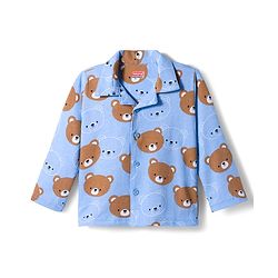 Babyhug Cotton Knit Full Sleeves Co-ords Night Suit With Animal Print - Blue