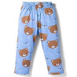 Babyhug Cotton Knit Full Sleeves Co-ords Night Suit With Animal Print - Blue