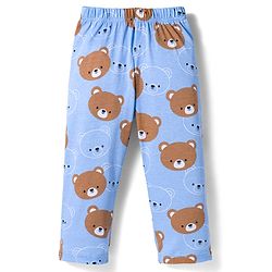 Babyhug Cotton Knit Full Sleeves Co-ords Night Suit With Animal Print - Blue