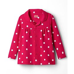 Babyhug Cotton Knit Full Sleeves Co-ord Night Suit With Polka Dot Print - Dark Pink