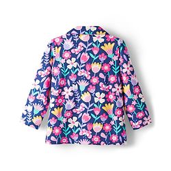 Babyhug Cotton Knit Full Sleeves Co-ord Night Suit With Floral Print - Navy Blue