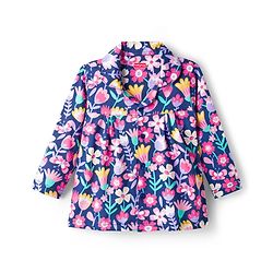 Babyhug Cotton Knit Full Sleeves Co-ord Night Suit With Floral Print - Navy Blue