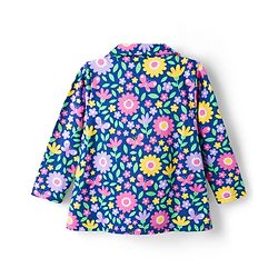 Babyhug Cotton Knit Full Sleeves Co-ord Night Suit With Floral Print - Navy Blue