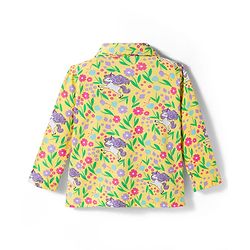 Babyhug Cotton Knit Full Sleeves Co-ords Night Suit With Floral Print - Yellow