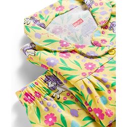 Babyhug Cotton Knit Full Sleeves Co-ords Night Suit With Floral Print - Yellow