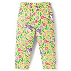 Babyhug Cotton Knit Full Sleeves Co-ords Night Suit With Floral Print - Yellow
