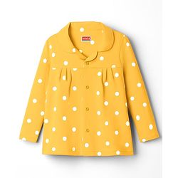Babyhug Cotton Knit Full Sleeves Co-ord Night Suit With Polka Dot Print - Yellow