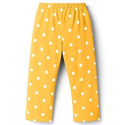 Babyhug Cotton Knit Full Sleeves Co-ord Night Suit With Polka Dot Print - Yellow