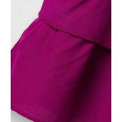 Babyhug Cotton Woven Half Cap Sleeves Layered Frock with Floral Embroidery - Wine
