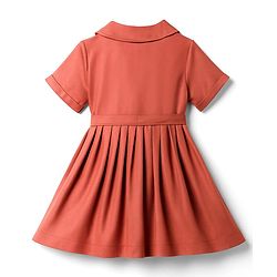 Babyhug Woven Half Sleeves Solid Denim Shirt Dress - Rust