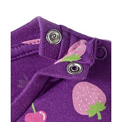 Babyhug Cotton Knit Full Sleeves Co-ords Night Suit With Tropical Theme Print - Purple