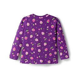 Babyhug Cotton Knit Full Sleeves Co-ords Night Suit With Tropical Theme Print - Purple