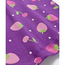 Babyhug Cotton Knit Full Sleeves Co-ords Night Suit With Tropical Theme Print - Purple