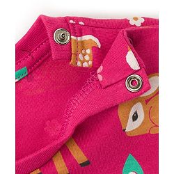 Babyhug Cotton Knit Full Sleeves Co-ords Night Suit With Floral Print - Dark Pink