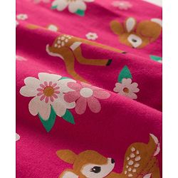 Babyhug Cotton Knit Full Sleeves Co-ords Night Suit With Floral Print - Dark Pink