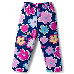 Babyhug Cotton Knit Full Sleeves Co-ords Night Suit Wth Floral Print - Navy Blue