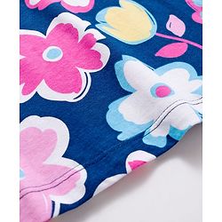 Babyhug Cotton Knit Full Sleeves Co-ords Night Suit Wth Floral Print - Navy Blue