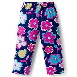 Babyhug Cotton Knit Full Sleeves Co-ords Night Suit Wth Floral Print - Navy Blue