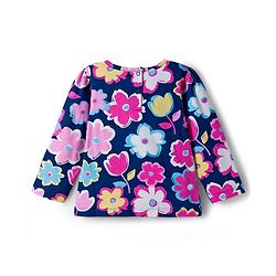 Babyhug Cotton Knit Full Sleeves Co-ords Night Suit Wth Floral Print - Navy Blue