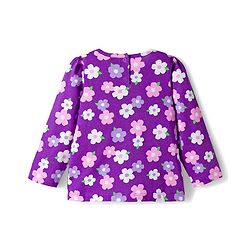 Babyhug Cotton Knit Full Sleeves Co-ords  Night Suit With Floral Print - Purple