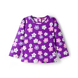 Babyhug Cotton Knit Full Sleeves Co-ords  Night Suit With Floral Print - Purple