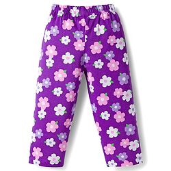 Babyhug Cotton Knit Full Sleeves Co-ords  Night Suit With Floral Print - Purple
