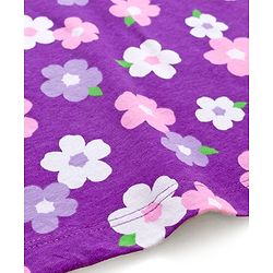 Babyhug Cotton Knit Full Sleeves Co-ords  Night Suit With Floral Print - Purple