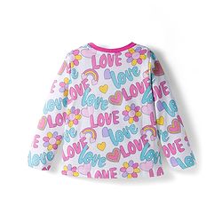 Babyhug Cotton Knit Full Sleeves Co-ords Night Suit With  Text Print - White