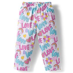 Babyhug Cotton Knit Full Sleeves Co-ords Night Suit With  Text Print - White