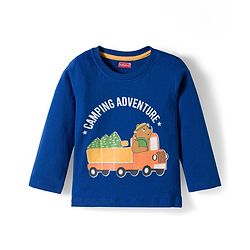 Babyhug Cotton Knit Full Sleeves Night Suit With Animal Print - Royal Blue