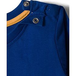 Babyhug Cotton Knit Full Sleeves Night Suit With Animal Print - Royal Blue