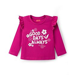 Babyhug Cotton Knit Full Sleeves Night Suit With Floral Print - Pink