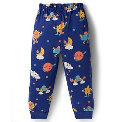 Babyhug Cotton Knit Full Sleeves Co-ords Night Suit With Clouds Print - Blue