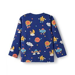 Babyhug Cotton Knit Full Sleeves Co-ords Night Suit With Clouds Print - Blue