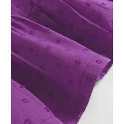 Babyhug Cotton Woven Half Puffed Sleeves Tiered Frock with Floral Embroidery - Purple