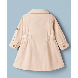 Babyhug Twill Woven Full Sleeves Solid Color Shirt Dress - Beige