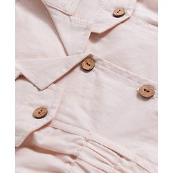 Babyhug Twill Woven Full Sleeves Solid Color Shirt Dress - Beige
