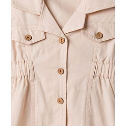 Babyhug Twill Woven Full Sleeves Solid Color Shirt Dress - Beige