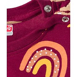 Babyhug Cotton Knit Full Sleeves Co-ords Night Suit With Animal Print - Maroon