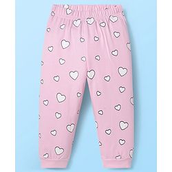 Babyhug Cotton Knit Full Sleeves Night Suit With Animal  Print - Pink & white