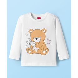 Babyhug Cotton Knit Full Sleeves Night Suit With Animal  Print - Pink & white