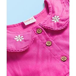 Babyhug Cotton Kit Full Sleeves Frock with Leggings & Floral Embroidery - Violet
